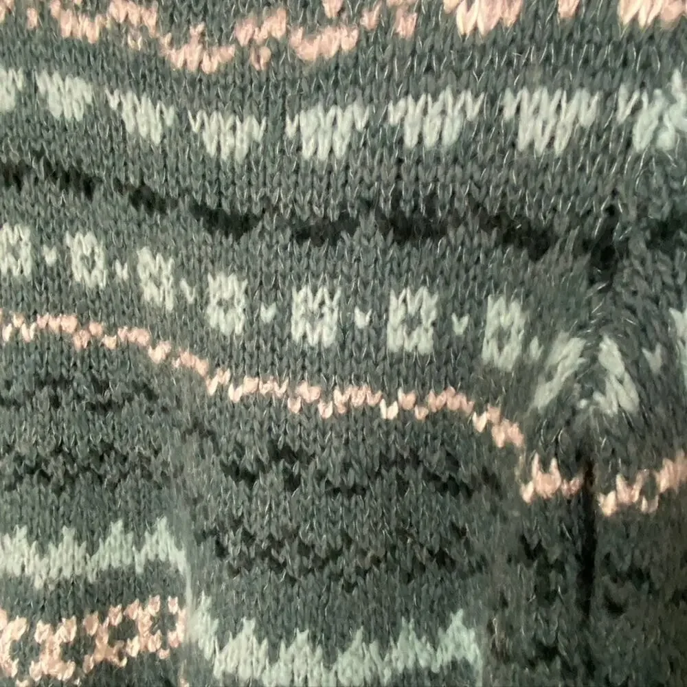 Women's Free People Through the Storm Wool Blend Fair Isle Sweater Green XS - Picture 4 of 11